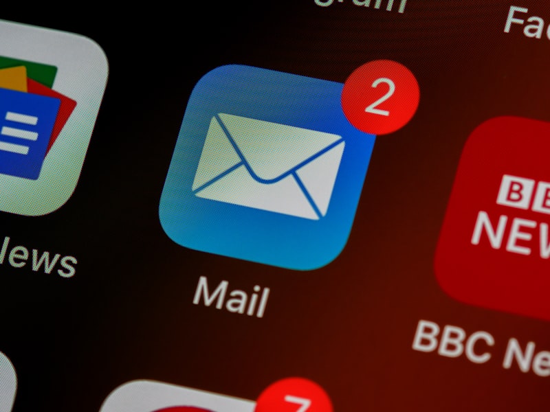 closeup of mail app icon on phone